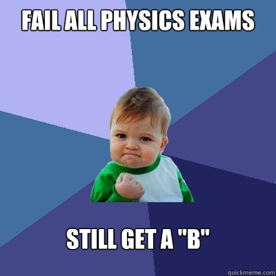 Fail all physics exams Still get a 