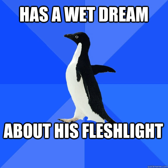 Has a wet dream About his fleshlight  Socially Awkward Penguin