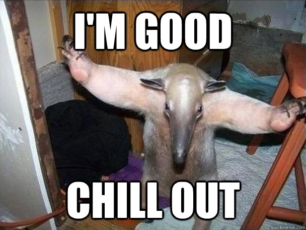 I'M GOOD  CHILL OUT  I got this