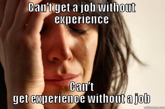 CAN'T GET A JOB WITHOUT EXPERIENCE CAN'T GET EXPERIENCE WITHOUT A JOB First World Problems
