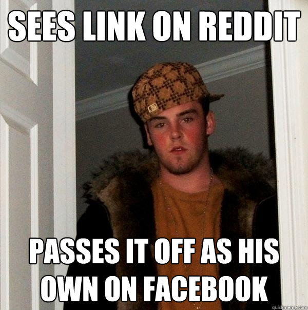 sees link on reddit passes it off as his own on facebook  Scumbag Steve