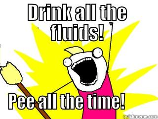 DRINK ALL THE FLUIDS! PEE ALL THE TIME!        All The Things