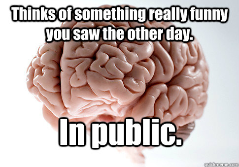Thinks of something really funny you saw the other day. In public.   Scumbag Brain