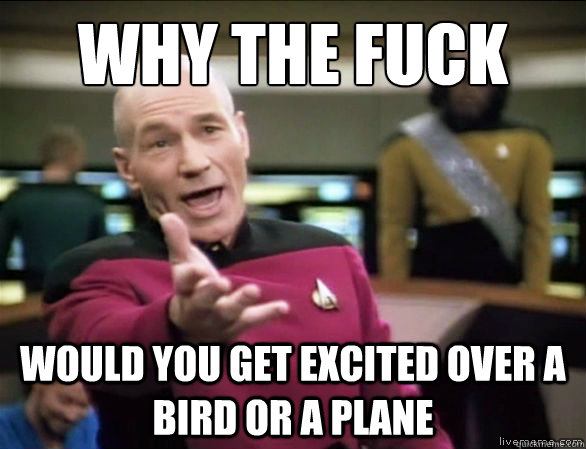 why the fuck would you get excited over a bird or a plane   Annoyed Picard HD