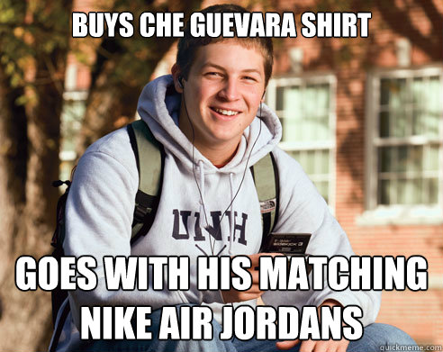 buys che guevara shirt goes with his matching nike air jordans  College Freshman