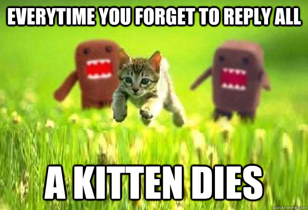 Everytime you forget to Reply All A kitten dies  Reply All