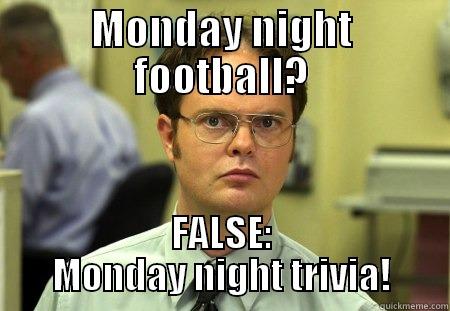 MONDAY NIGHT FOOTBALL? FALSE: MONDAY NIGHT TRIVIA! Schrute
