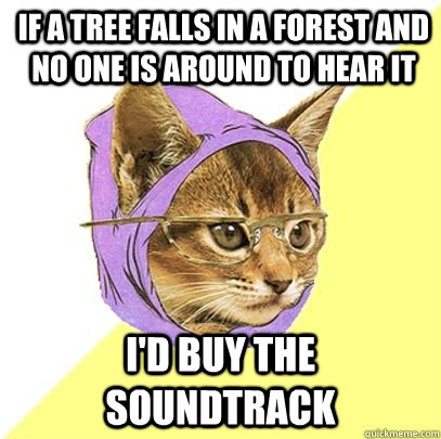if a tree falls in a forest and no one is around to hear it i'd buy the soundtrack - if a tree falls in a forest and no one is around to hear it i'd buy the soundtrack  Hipster cat knowledge