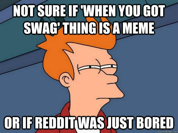 Not sure if 'when you got swag' thing is a meme Or if reddit was just bored - Not sure if 'when you got swag' thing is a meme Or if reddit was just bored  Futurama Fry