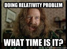 Doing Relativity problem What time is it? - Doing Relativity problem What time is it?  What year is it