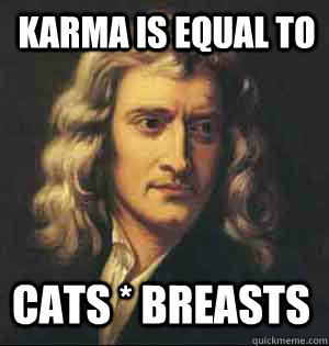 Karma is equal to Cats * Breasts  
