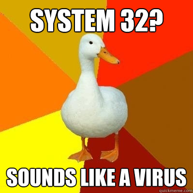 system 32? sounds like a virus  Tech Impaired Duck