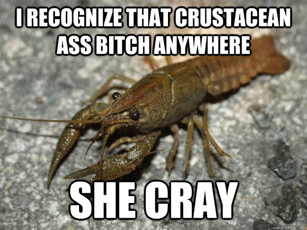 I recognize that crustacean ass bitch anywhere SHE CRAY  Cray Crayfish