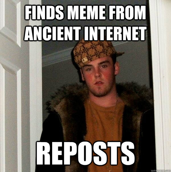 FINDS MEME FROM ANCIENT INTERNET REPOSTS - FINDS MEME FROM ANCIENT INTERNET REPOSTS  Scumbag Steve