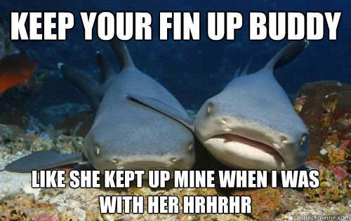 keep your fin up buddy like she kept up mine when I was with her hrhrhr  Compassionate Shark Friend