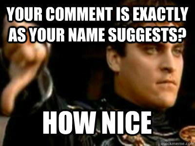 your comment is exactly as your name suggests? How Nice  Downvoting Roman