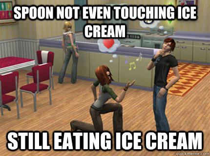 Spoon not even touching ice cream Still eating ice cream  