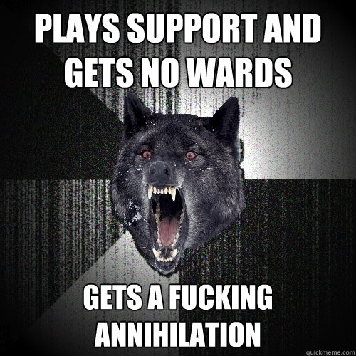 Plays Support and gets no wards GETS A FUCKING annihilation  Insanity Wolf