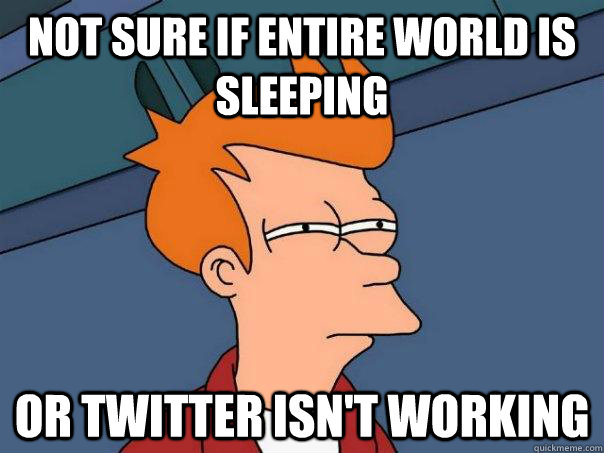 not sure if entire world is sleeping or twitter isn't working - not sure if entire world is sleeping or twitter isn't working  Futurama Fry