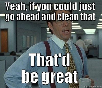 YEAH, IF YOU COULD JUST GO AHEAD AND CLEAN THAT THAT'D BE GREAT Bill Lumbergh