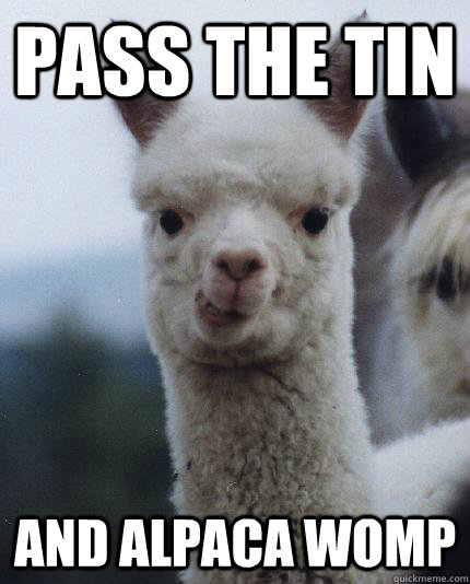 PASS THE TIN AND ALPACA WOMP  ALPACA