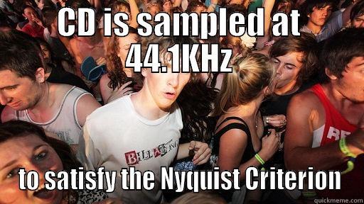 CD IS SAMPLED AT 44.1KHZ TO SATISFY THE NYQUIST CRITERION Sudden Clarity Clarence