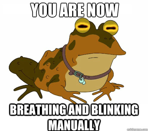 You are now breathing and blinking manually - You are now breathing and blinking manually  Hypnotoad