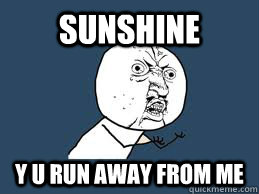 Sunshine y u run away from me  sunshine meme
