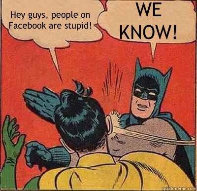 Hey guys, people on Facebook are stupid! WE KNOW!  Batman Slapping Robin
