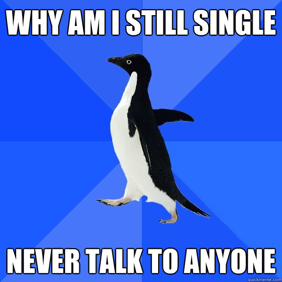 why am I still single never talk to anyone  Socially Awkward Penguin