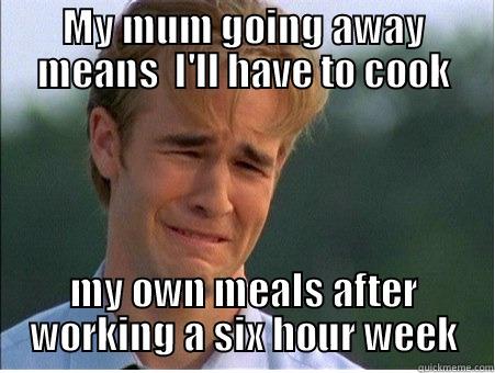 MY MUM GOING AWAY MEANS  I'LL HAVE TO COOK MY OWN MEALS AFTER WORKING A SIX HOUR WEEK 1990s Problems