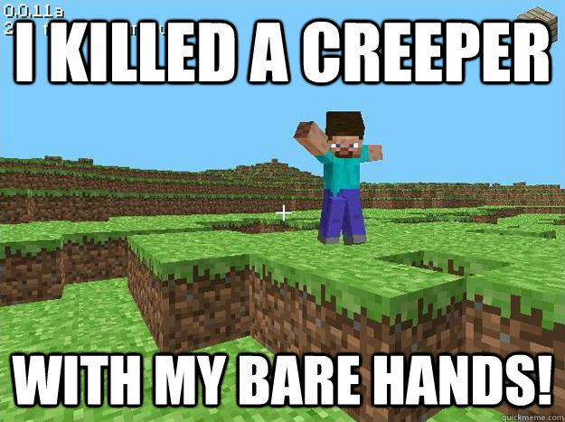 I KILLED A CREEPER WITH MY BARE HANDS!  