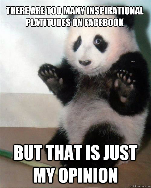 There are too many inspirational platitudes on facebook but that is just my opinion - There are too many inspirational platitudes on facebook but that is just my opinion  Opinion Panda