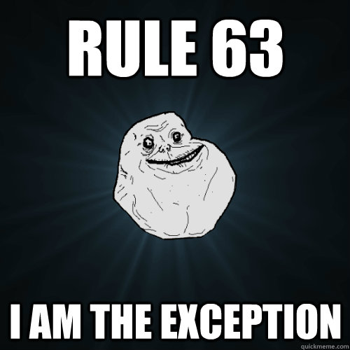rule 63 I am the exception  Forever Alone