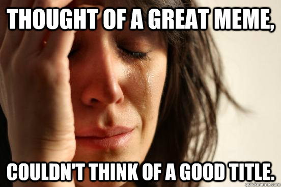 Thought of a great meme, Couldn't think of a good title.  First World Problems