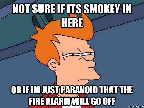 Not sure if its smokey in here or if im just paranoid that the fire alarm will go off  FuturamaFry