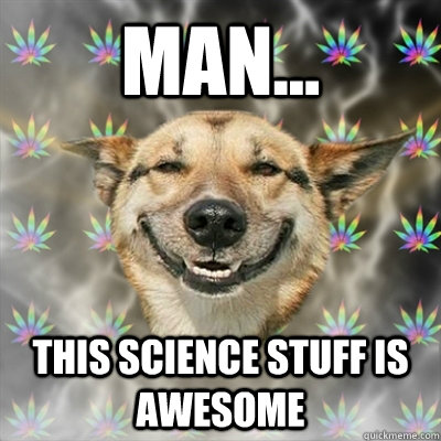 Man... this science stuff is awesome  Stoner Dog