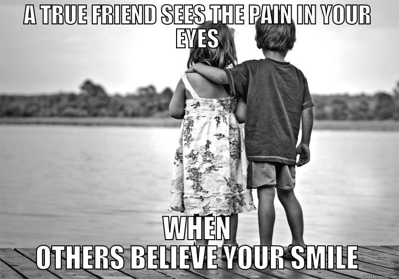 A TRUE FRIEND SEES THE PAIN IN YOUR EYES WHEN OTHERS BELIEVE YOUR SMILE Misc