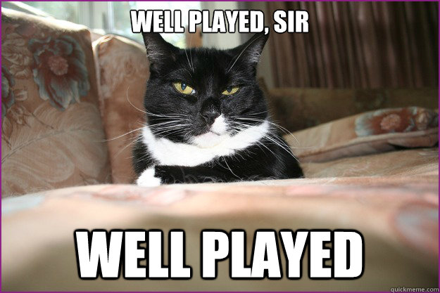 Well played, sir Well played  Skeptical cat
