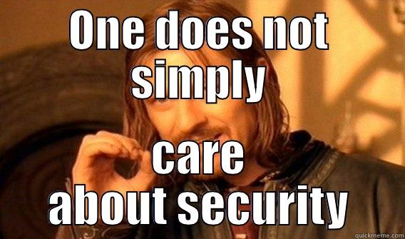 ONE DOES NOT SIMPLY CARE ABOUT SECURITY One Does Not Simply