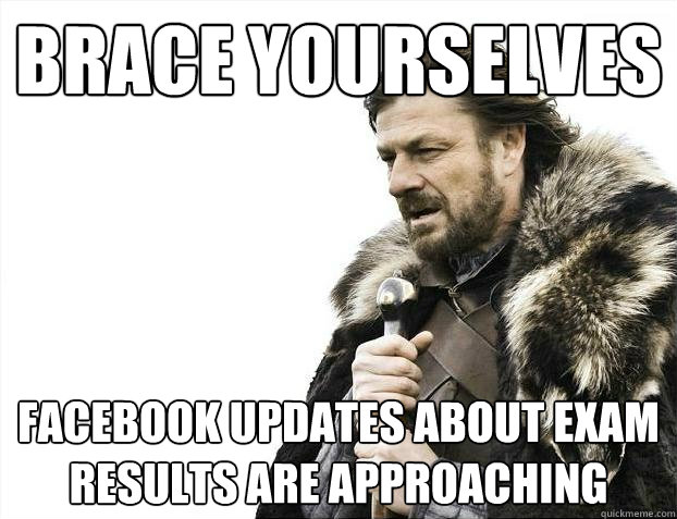 Brace yourselves facebook updates about exam results are approaching  Brace Yourselves - Borimir