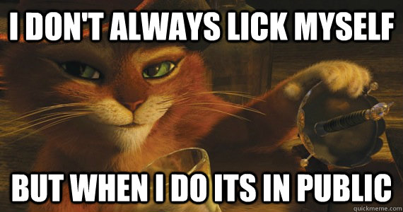 i don't always lick myself But when i do its in public - i don't always lick myself But when i do its in public  Puss in boots