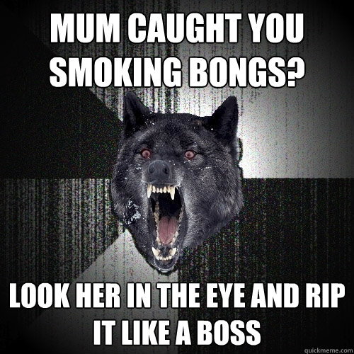 Mum caught you smoking bongs? Look her in the eye and rip it like a boss  Insanity Wolf