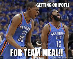 Getting chipotle for team meal!!  