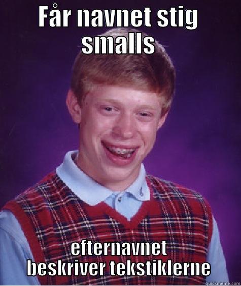 FÅR NAVNET STIG SMALLS EFTERNAVNET BESKRIVER TEKSTIKLERNE Bad Luck Brian