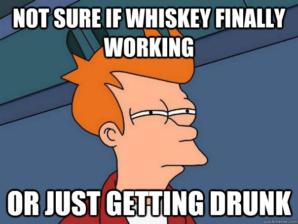 Not sure if whiskey finally working Or just getting drunk - Not sure if whiskey finally working Or just getting drunk  Futurama Fry