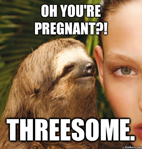 Oh you're pregnant?! Threesome.   rape sloth