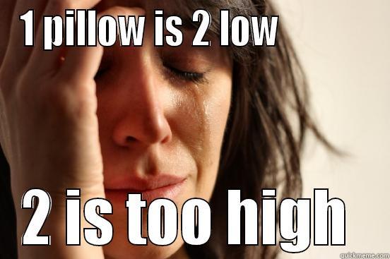 1 PILLOW IS 2 LOW             2 IS TOO HIGH  First World Problems