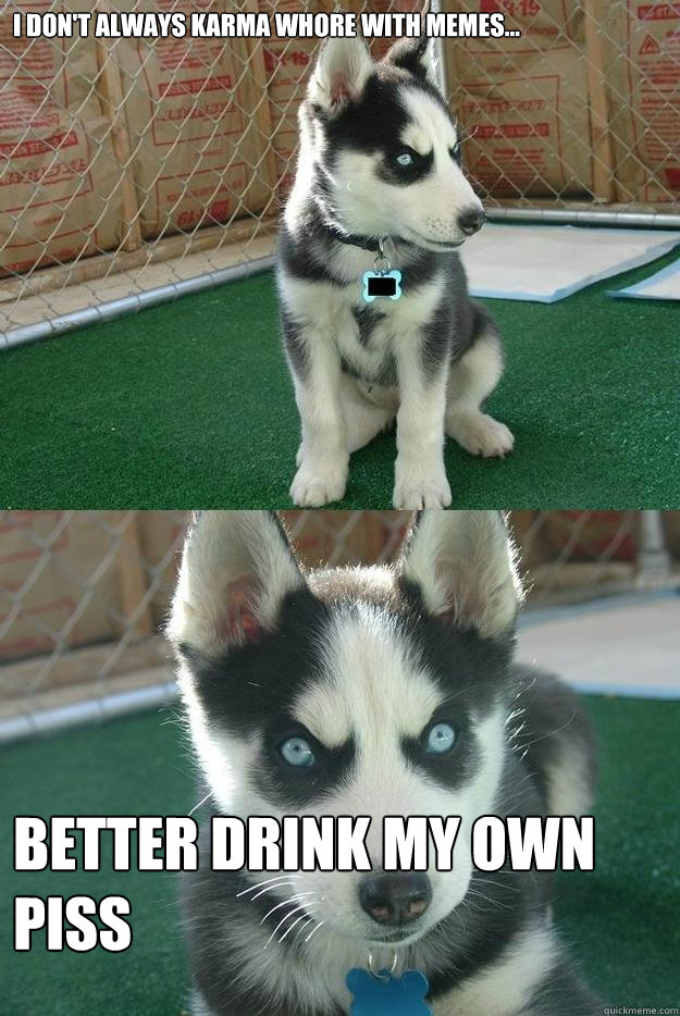 I don't always karma whore with memes... Better drink my own piss  Insanity puppy