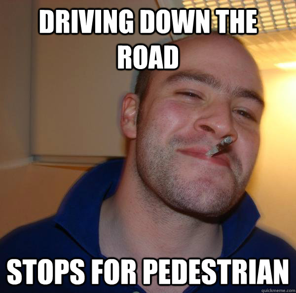 Driving down the road stops for pedestrian - Driving down the road stops for pedestrian  Misc